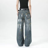 Coole Jeans mit Graffiti-Farbdruck im Used-Look