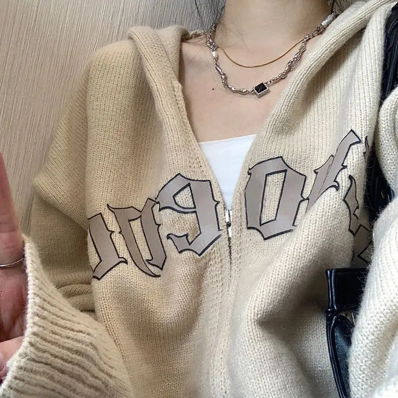 Y2K Cool Loose Vintage Japanese Style Hooded Sweater