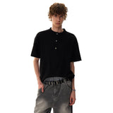 T-shirt à manches courtes boutonné uni et élégant