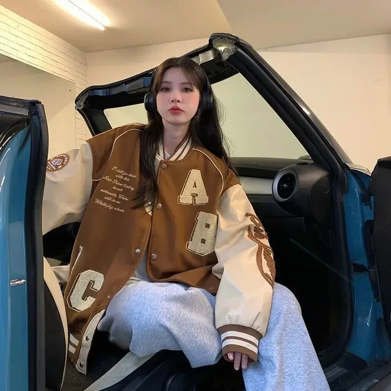 Y2K Women Vintage Oversized Varsity Jacket