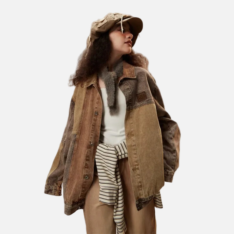 Stitching Coffee Denim Jacket