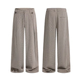 Vintage Plaid Print Wide Leg Suit Pants