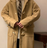 Manteau à capuche en laine vintage à boucle corne