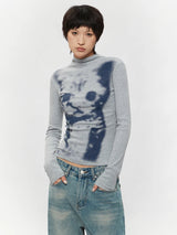 グラフィックキャットプリント長袖Tシャツ