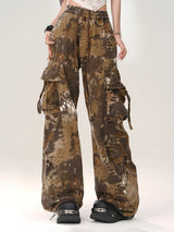Stilvolle Hose mit Schlangenmuster und weitem Bein