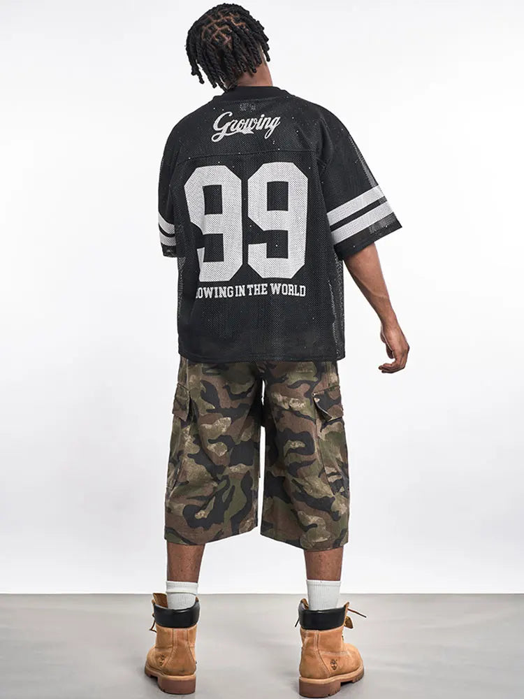Trendy Y2K Mesh Sequin Graphic Printed Sport T-Shirt