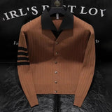 Spring Contrast Striped Classic Cardigan