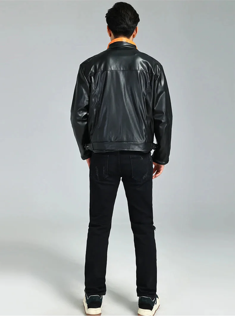 Men Luxury Handsome Patchwork Leather Jacket