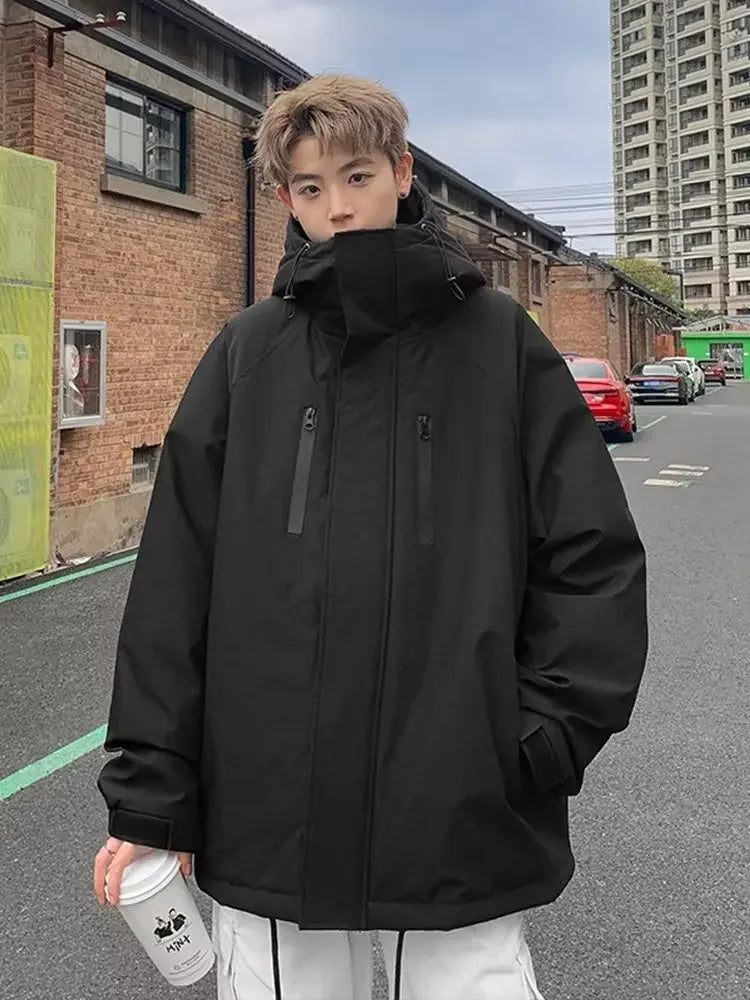Winter Streetwear Kapuzen-Winbreaker-Jacke