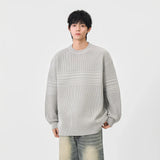 Cozy Textured Striped Crew Neck Sweater