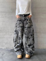 Jean cargo ample camouflage
