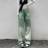 Contrasting Green High-waist Jeans