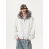 Autumn Japanese Edge Fur Collar Hoodied Sweatshirt