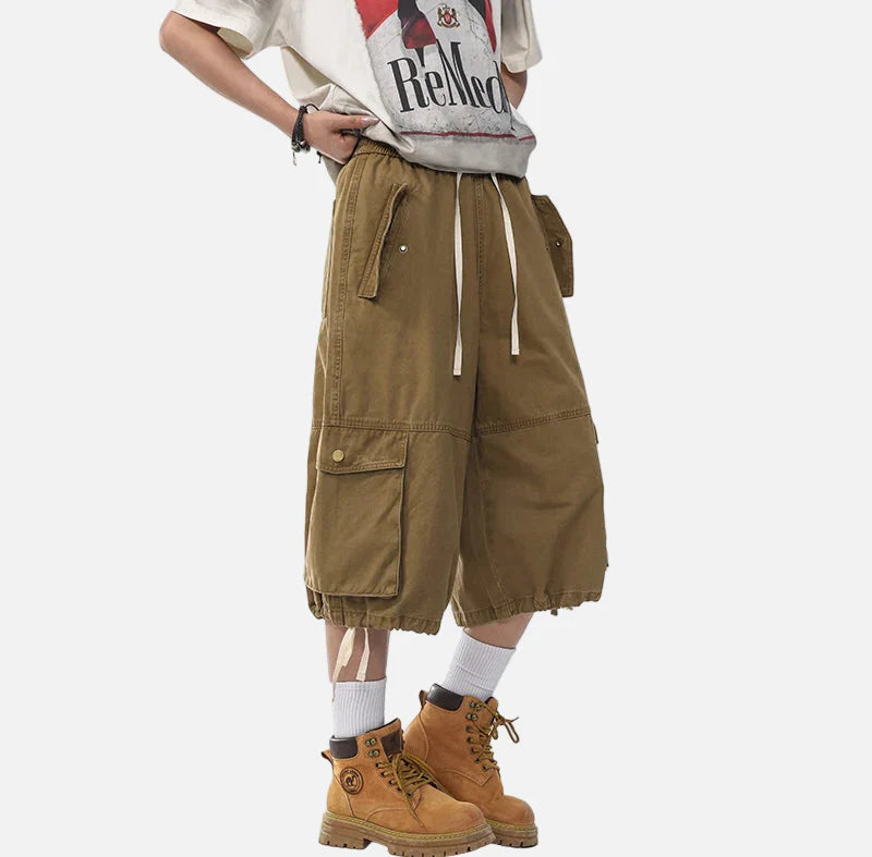 Streetwear Loose Fit Cargo Wide Leg Jorts
