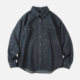 Chemise oversize décontractée à rayures foncées et manches longues