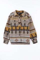 blouson aviateur western marron à imprimé aztèque