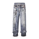 Y2K-Jeans mit Kettenverzierung und weitem Bein