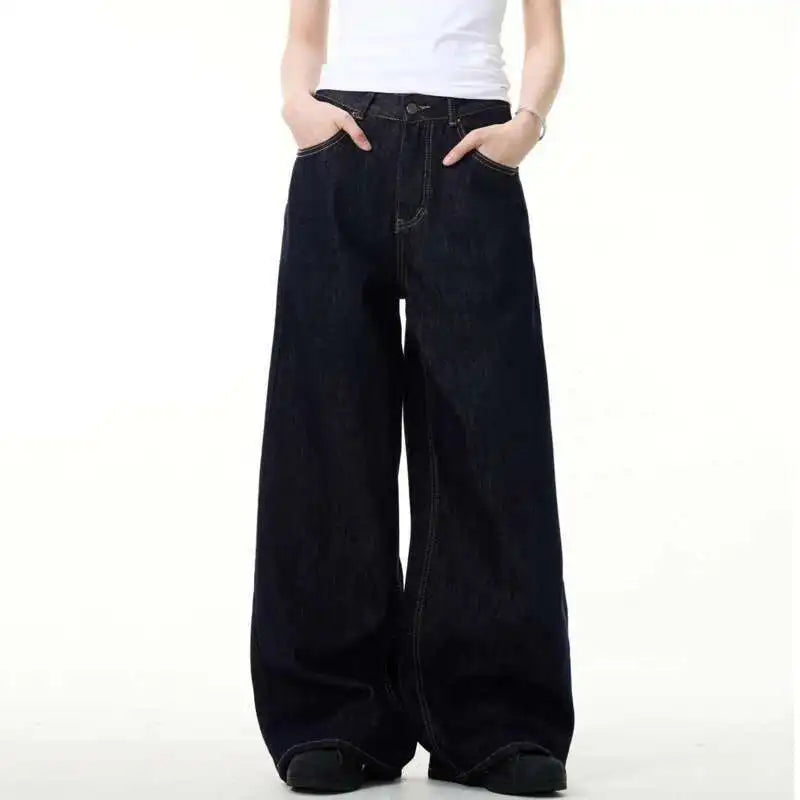 Vintage Wide-Leg Straight Denim Pants