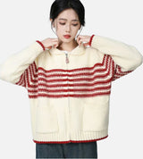 Preppy Style Striped Hip Hop Knitted Cardigan