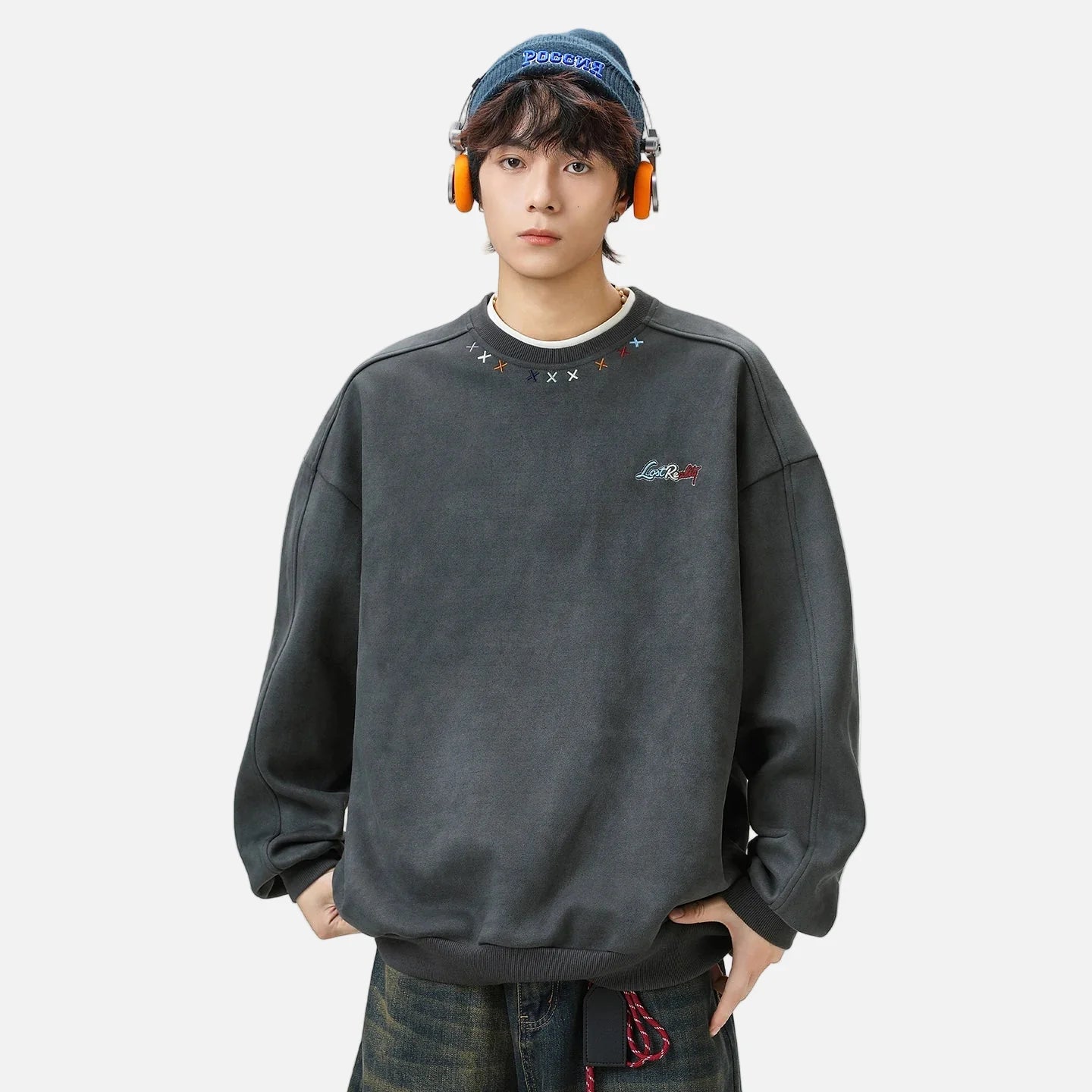 High-Quality Y2K Suede Crewneck Sweatshirt