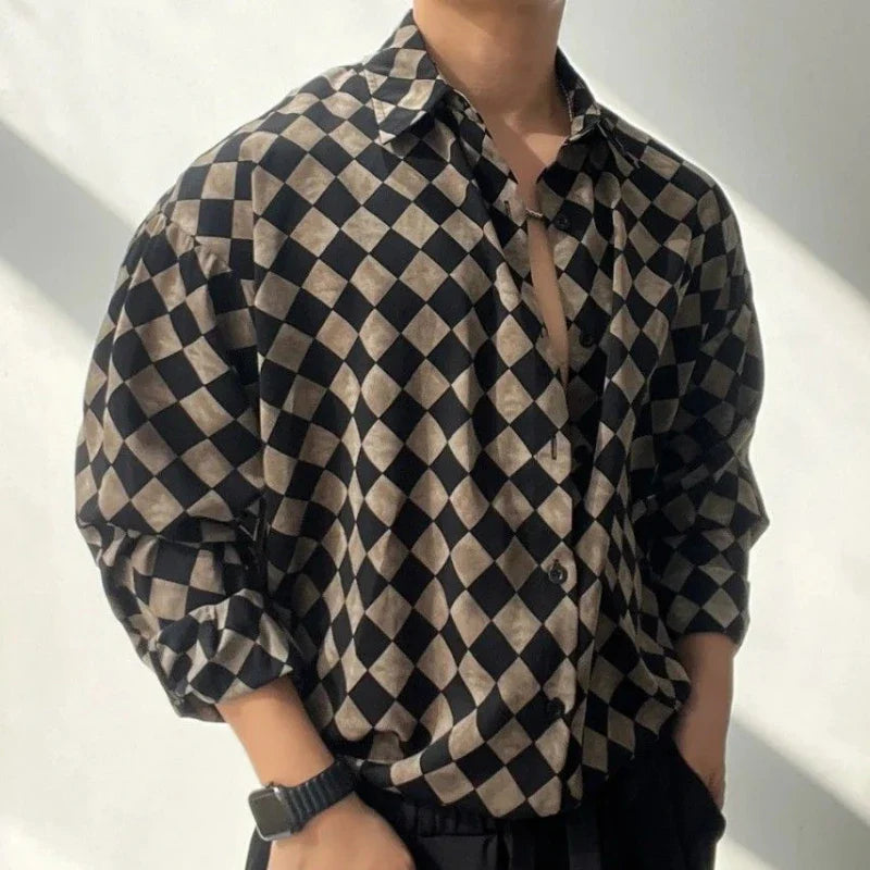Chemise à manches longues rétro classique et tendance, coupe ample