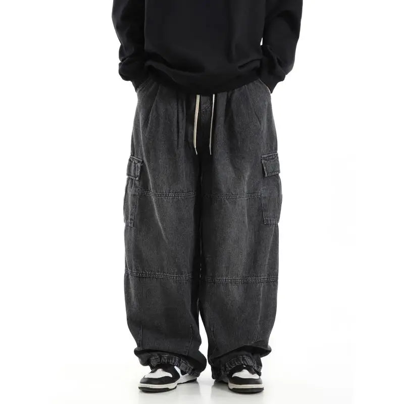 Jean cargo noir ample