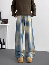 Retro Straight & Sleek Cyber ​​Blue Tie Dye Jeans