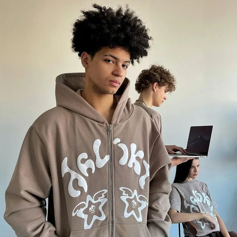 Streetwear Korean Style Punk Sport Zip Coat Sweatshirt