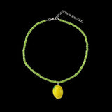 Vibrant Beaded Fruit Pendant Chain Necklace