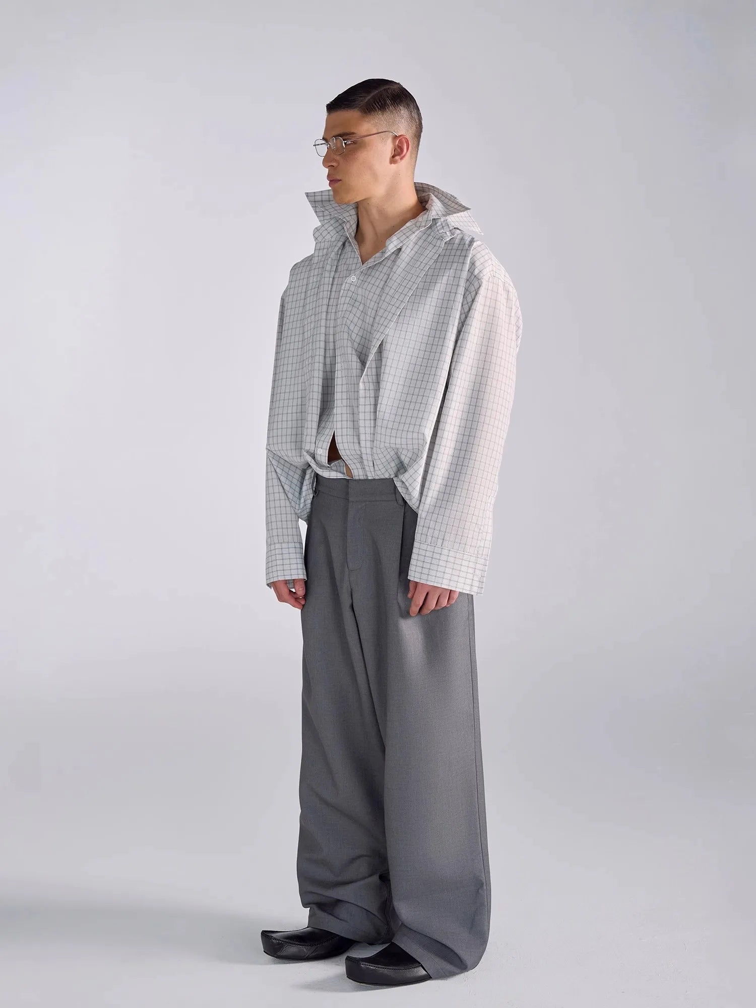 Streetwear Luxus kariertes Oversize-Fließendes Hemd