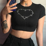 T-shirt orné de strass style années 2000
