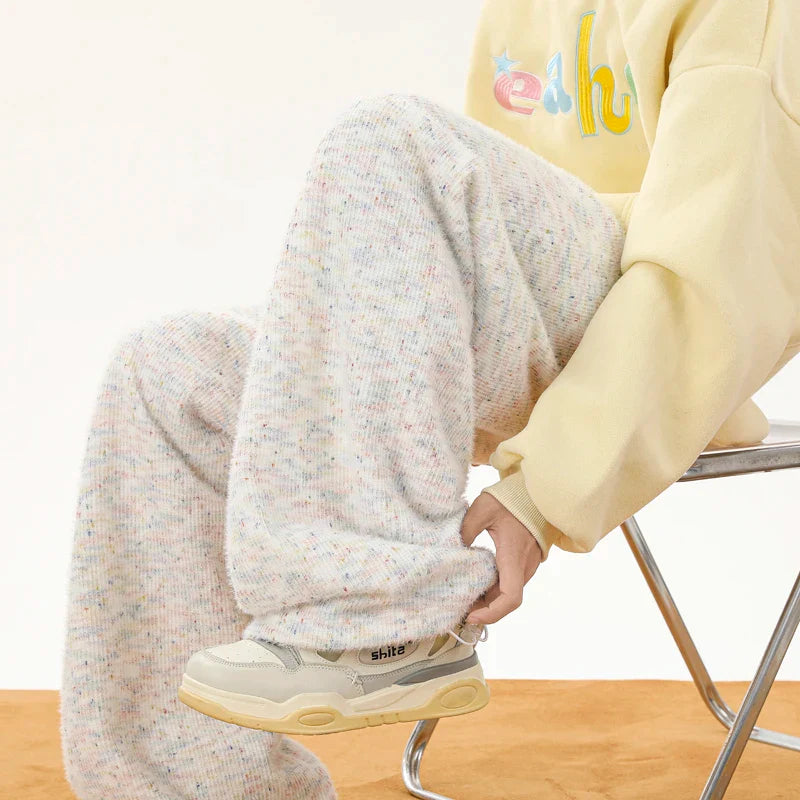 Cozy Plush Polka Dot Velvet Sweatpants