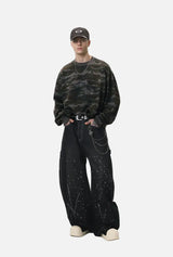 Versatile Camouflage Round Neck Sweatshirt