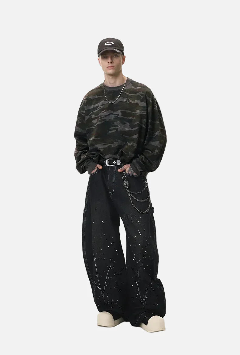 Versatile Camouflage Round Neck Sweatshirt