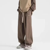 Streetwear Solid Color Elastic Waist Cotton Sweatpants