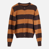 Gestreifter Strickcardigan im lässigen französischen Stil