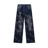 Vintage-Jeans aus zerrissenem, blauem Denim im Used-Look