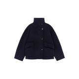 Solid Stand Collar Short Jacket