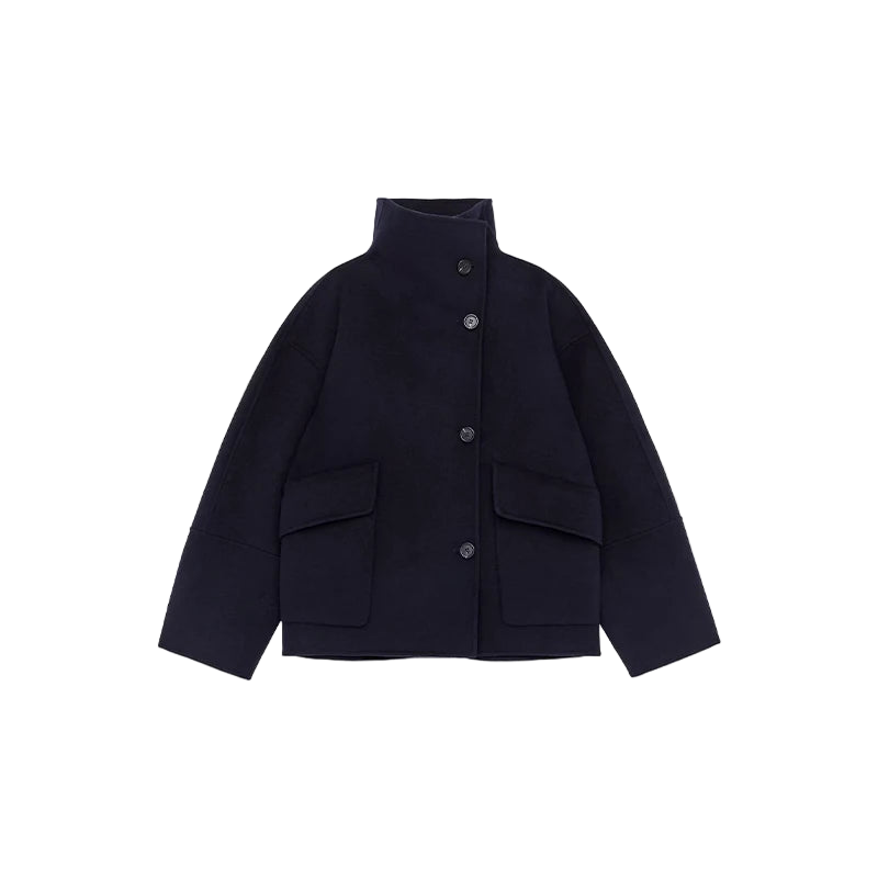 Solid Stand Collar Short Jacket