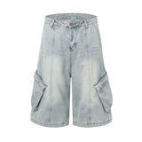 Distressed Vintage Summer Denim Cargo Jorts