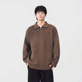 Comfortable Ribbed Knit Half Zipper Sweater