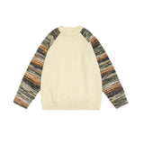 Pull en maille hip-hop à col rond et empiècements