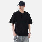Versatile Heavyweight Henley Neck T-Shirt