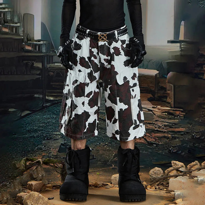 Lightweight Canouflage Printed Straight Denim Jorts