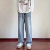 Vintage-Jeans mit Used-Look, blau, gerade geschnitten, mit Kordelzug