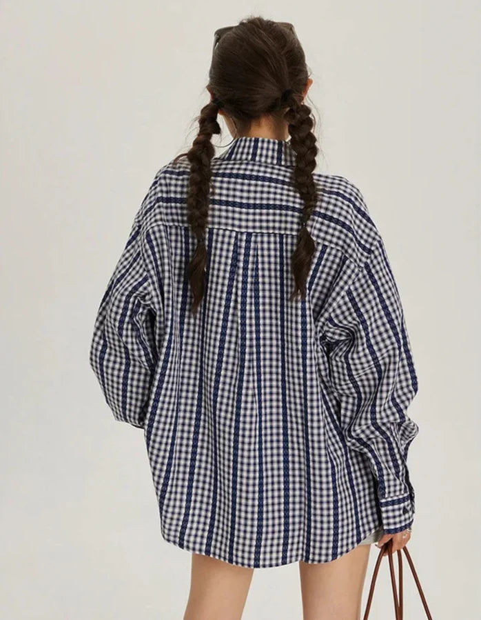 Chemise décontractée rayée à manches longues et amples