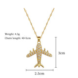 Collier pendentif avion en zircon doré