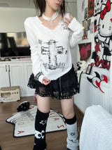Vintage Grunge Gothing Distressed Ribbed Sweater