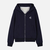 Fashionable Embroidered College Style Hooded Sweatshirt