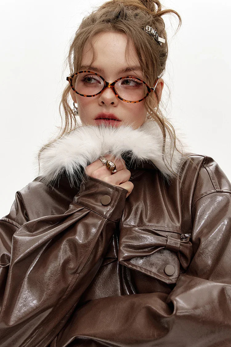 Elevated Comfort Plush Warm Winter Leather Jacket